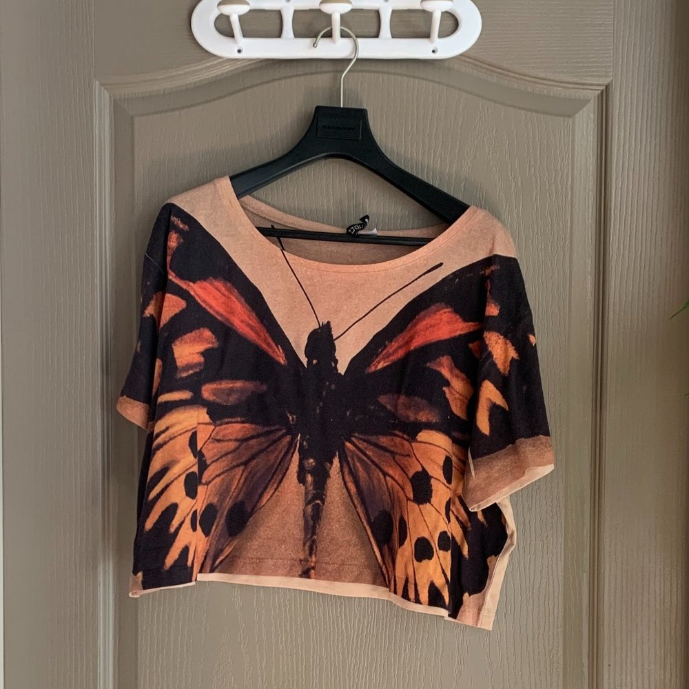 butterfly crop top y2k vintage